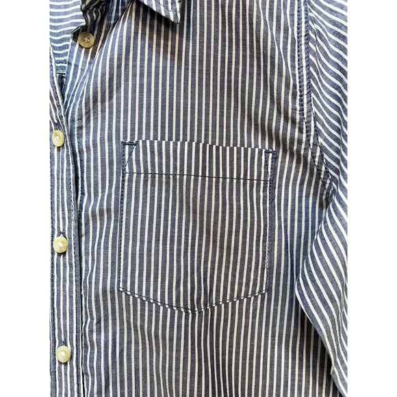 NWT Sonoma Goods for Life Essential Poplin Shirt Womens S Blue Striped Button Up - Picture 9 of 15